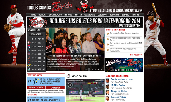 Toros de Tijuana presenta nueva imagen en su sitio web